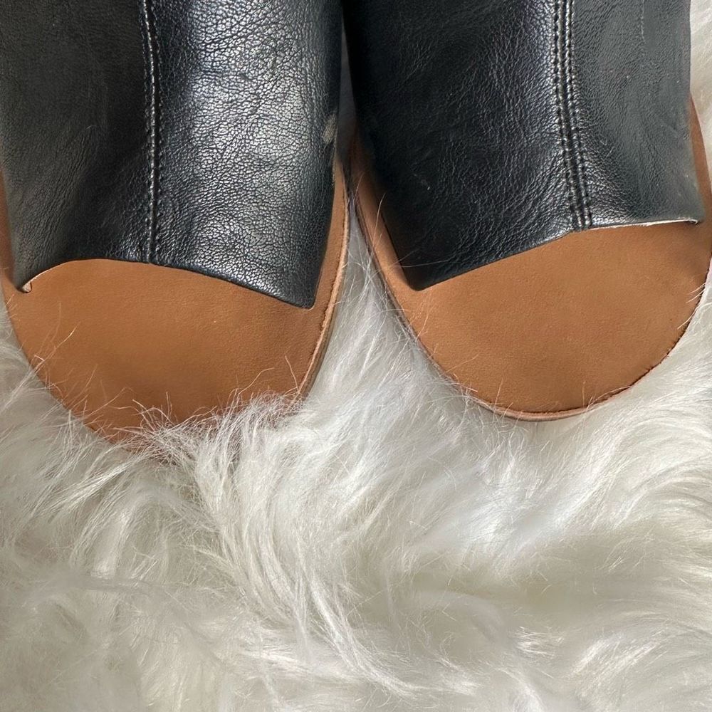 Charming Charlies black peep toe wedge cork heel - Picture 7 of 9